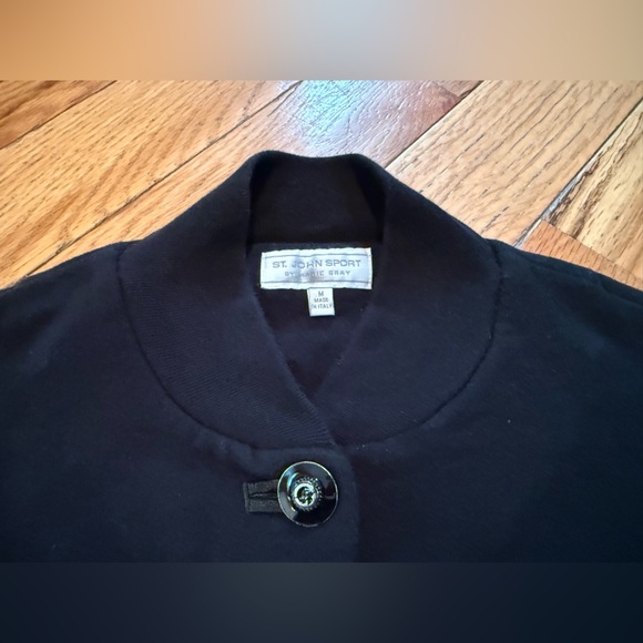 VTG St John Sport Black Button Down Jacket Crown Crest Logo Cotton Womens Size M - Picture 4 of 14